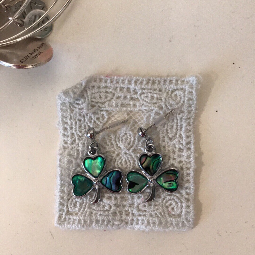 Saint Patricks day clover dangly earrings